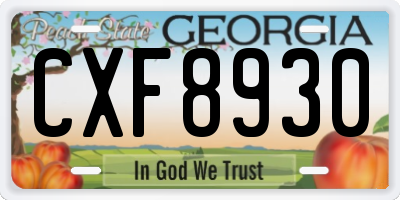 GA license plate CXF8930