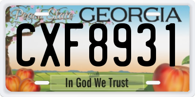 GA license plate CXF8931