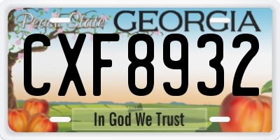 GA license plate CXF8932