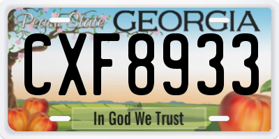 GA license plate CXF8933