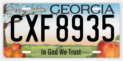 GA license plate CXF8935