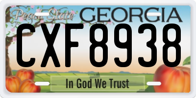 GA license plate CXF8938