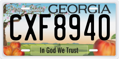 GA license plate CXF8940