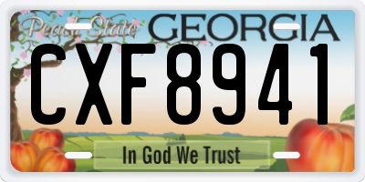 GA license plate CXF8941