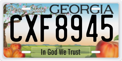 GA license plate CXF8945