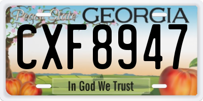 GA license plate CXF8947