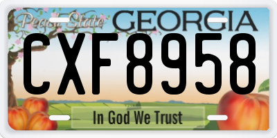 GA license plate CXF8958