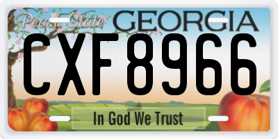 GA license plate CXF8966