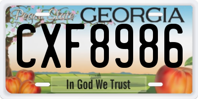 GA license plate CXF8986