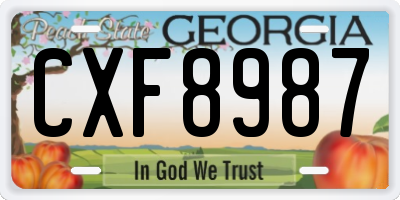 GA license plate CXF8987