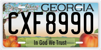 GA license plate CXF8990