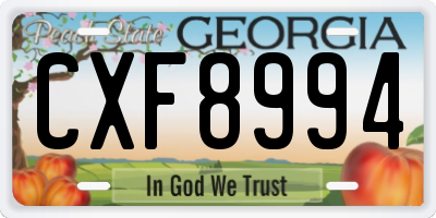 GA license plate CXF8994