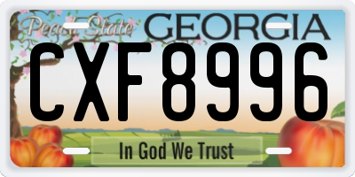 GA license plate CXF8996
