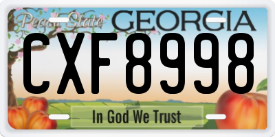 GA license plate CXF8998