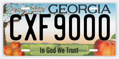 GA license plate CXF9000