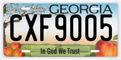 GA license plate CXF9005
