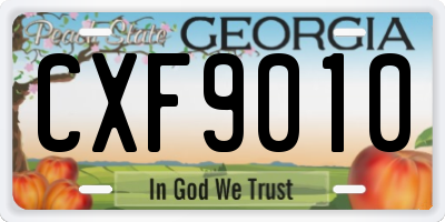GA license plate CXF9010