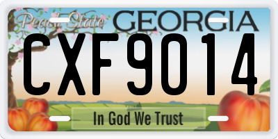 GA license plate CXF9014