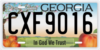 GA license plate CXF9016
