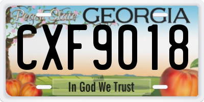 GA license plate CXF9018