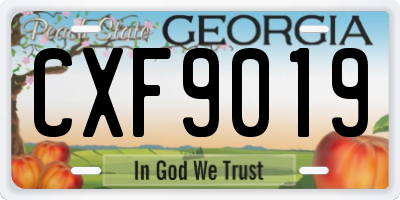 GA license plate CXF9019