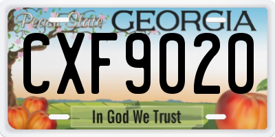 GA license plate CXF9020