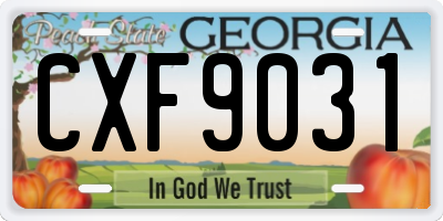 GA license plate CXF9031