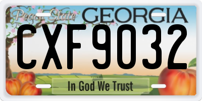 GA license plate CXF9032