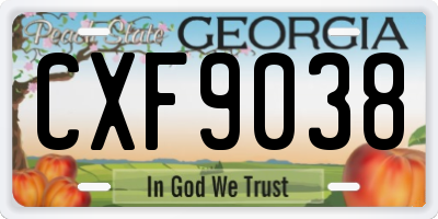 GA license plate CXF9038