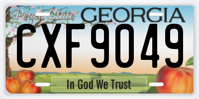 GA license plate CXF9049