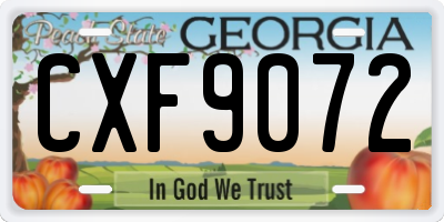 GA license plate CXF9072
