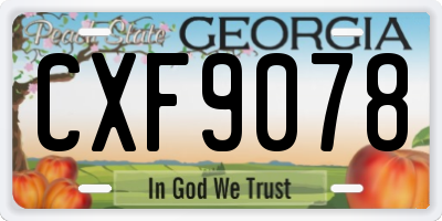 GA license plate CXF9078
