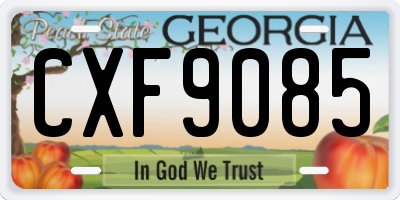 GA license plate CXF9085