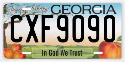 GA license plate CXF9090