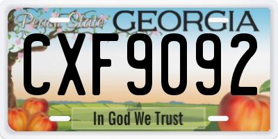 GA license plate CXF9092
