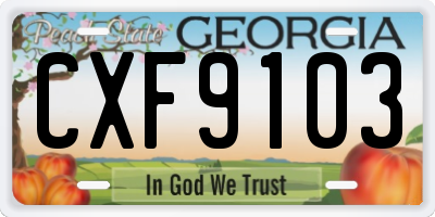 GA license plate CXF9103
