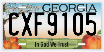 GA license plate CXF9105