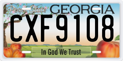 GA license plate CXF9108