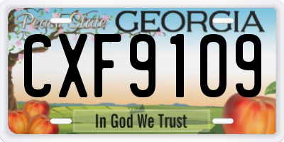 GA license plate CXF9109