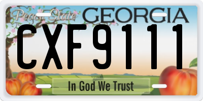 GA license plate CXF9111