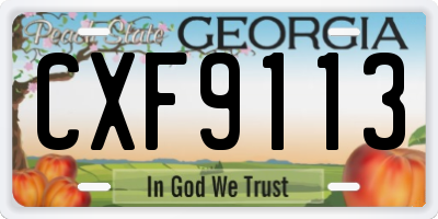 GA license plate CXF9113