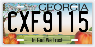 GA license plate CXF9115