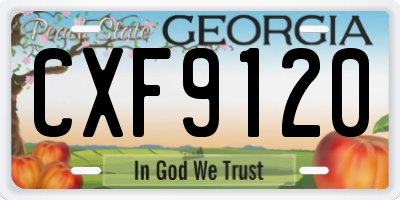 GA license plate CXF9120