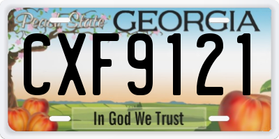 GA license plate CXF9121