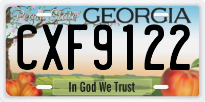 GA license plate CXF9122