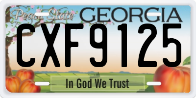 GA license plate CXF9125