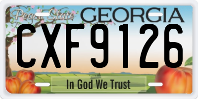 GA license plate CXF9126