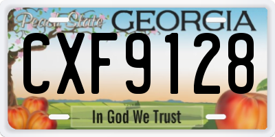 GA license plate CXF9128