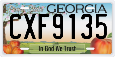 GA license plate CXF9135