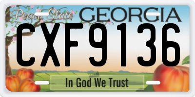 GA license plate CXF9136